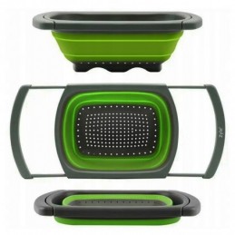 Silikoninis koštuvas su ištraukiamomis rankenomis žalias