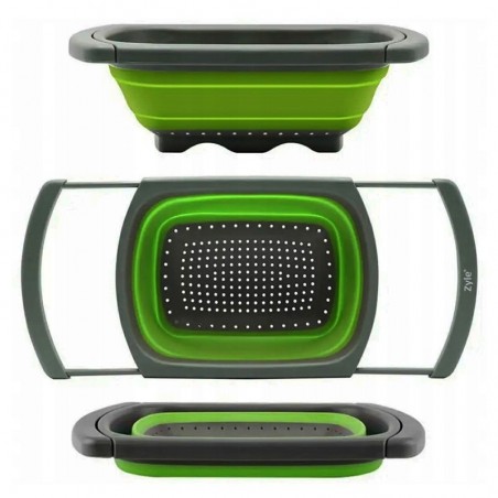 Silikoninis koštuvas su ištraukiamomis rankenomis žalias