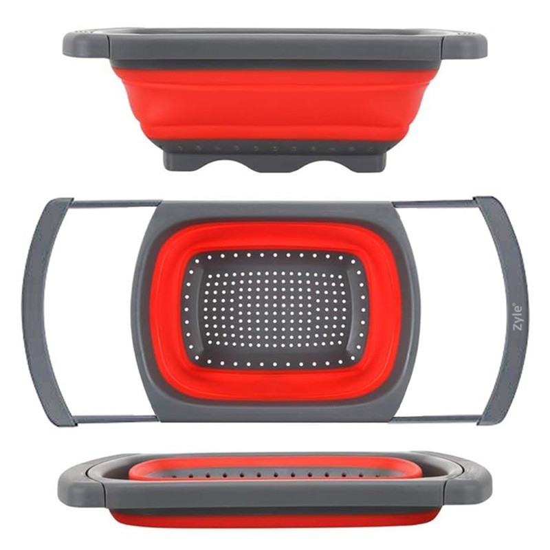 Silikoninis koštuvas su ištraukiamomis rankenomis raudonas