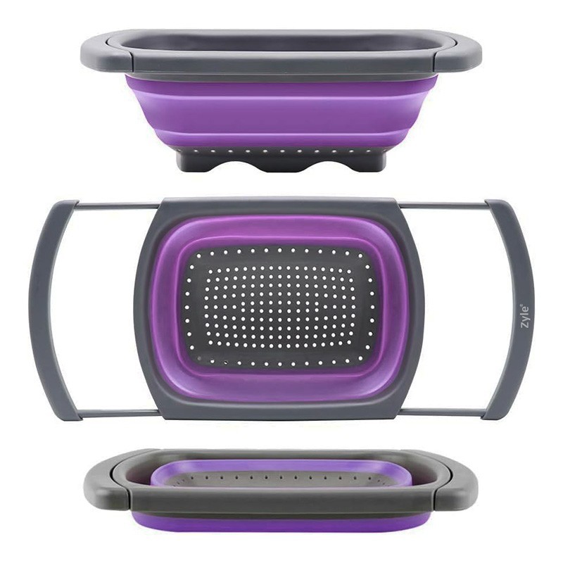 Silikoninis koštuvas su ištraukiamomis rankenomis violetinis