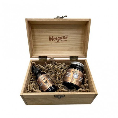 Barzdos ir plaukų priemonių rinkinys Morgan's Wooden Chest
